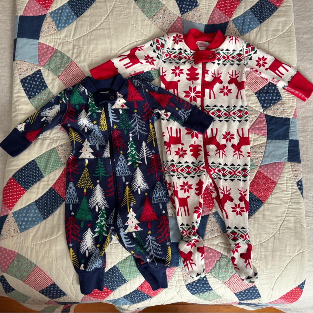 Hanna Andersson Bundle of Two Christmas Onesies Size 0-3 Months